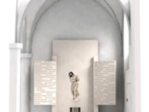 Modell-Ansicht der vor kurzem vorgestellten Altargestaltung für den Hohen Dom zu Augsburg (Grafik: Architekturbüro Huber).