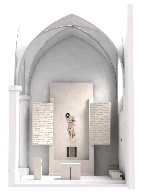 Modell-Ansicht des neugestalteten Sakramentsaltares (Grafik: Architekturbüro Huber).