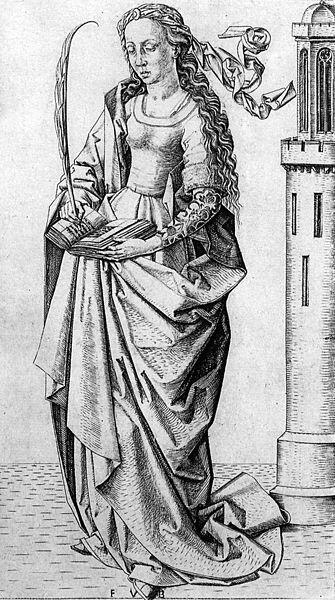 Darstellung der Heiligen Barbara mit Turm. Quelle: WikiCommons