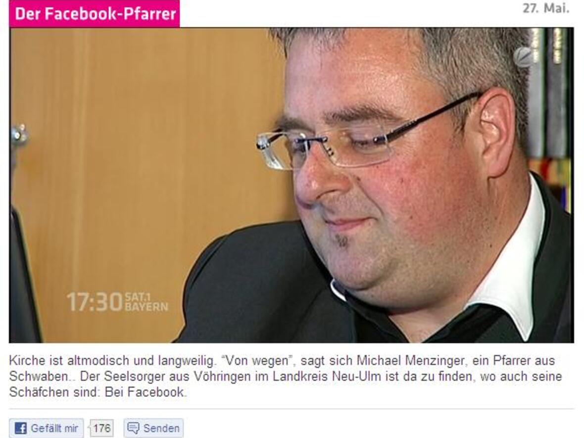Pfarrer Michael Menzinger nutzt die sozialen Netzwerke. Foto: Sat.1 Bayern.