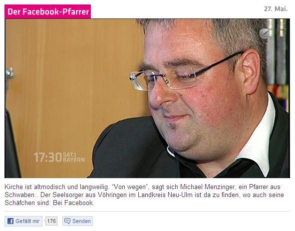 Pfarrer Michael Menzinger nutzt die sozialen Netzwerke. Foto: Sat.1 Bayern.