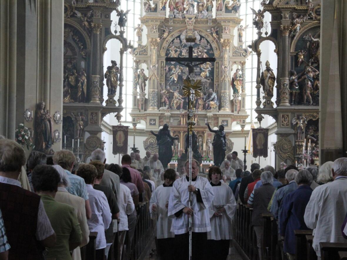 Pilger aus den Regionen Neu-Ulm und Altbayern sind zur Ulrichswoche nach Augsburg gekommen. 