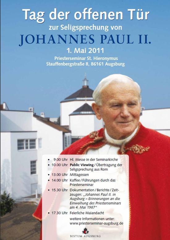 Plakat zum Tag der offenen Tür im Augsburger Priesterseminar am 1. Mai 2011