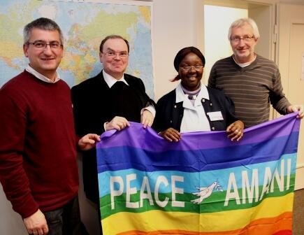 v.l. Weltkirchenreferent Anton Stegmair, Leiter des Weltkirchenreferats Prälat Dr. Bertram Meier, Misereor-Gast Joyce Mwikali und Christian Artner-Schedle von Pax Christi.