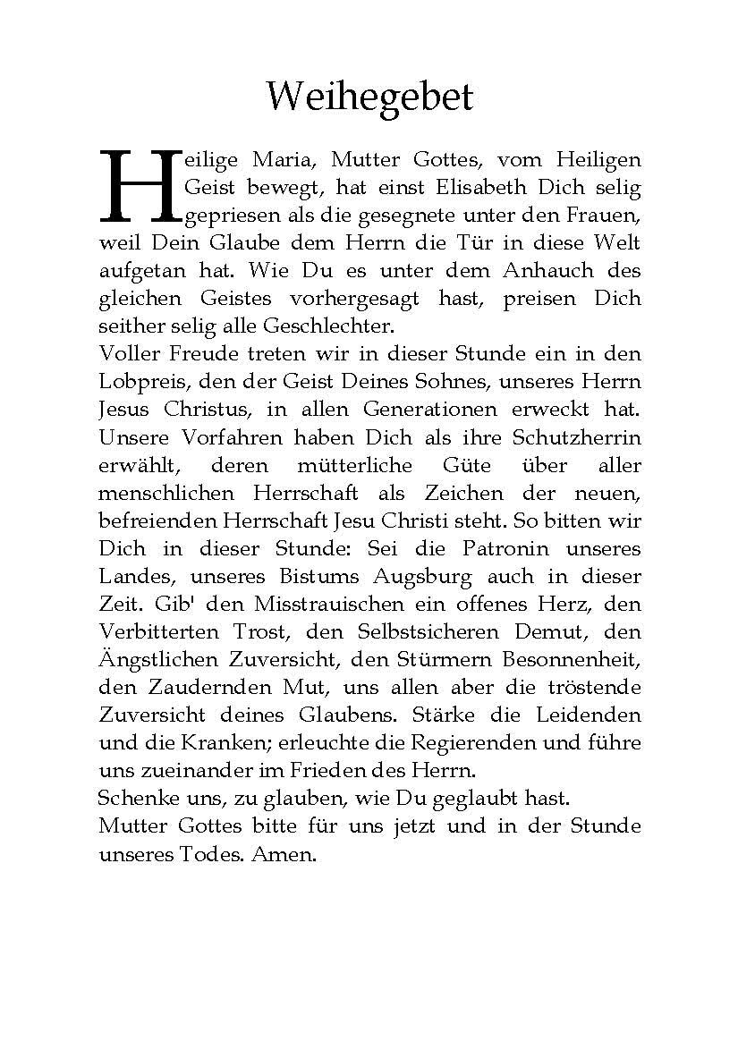 Weihegebet an die Jungfrau und Gottesmutter Maria