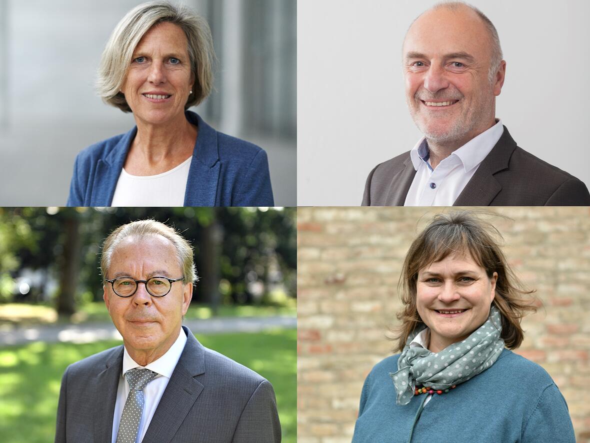 Ansprechpersonen für Verdachtsfälle sexuellen Missbrauchs im Bistum Augsburg: Angelika Hauser (oben links), Rupert Membarth (oben rechts), Dr. Andreas Hatzung (unten links) und Elvira Blaha (unten rechts). (Collage: pba / Fotos: Esther Neumann, pba, SUV) (Collage: pba / Fotos: Esther Neumann, pba, SUV)