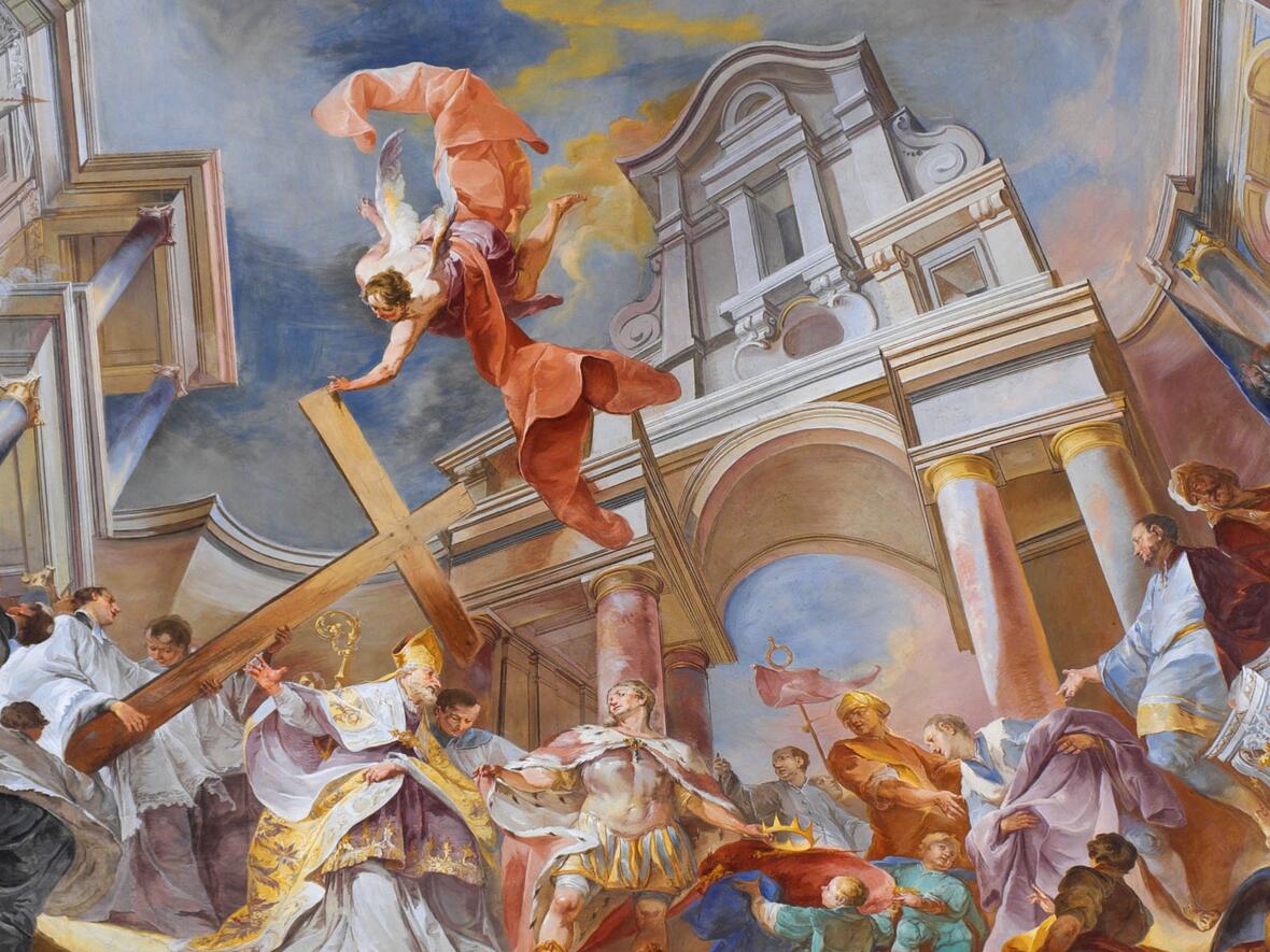 Darstellung der Kreuzerhöhung in der ehemaligen Klosterkirche in Bergen bei Neuburg (Foto: Wikimedia Commons)