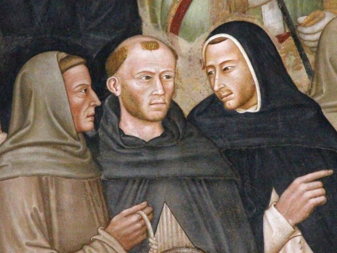 Meister Eckart (m.) in einem Fresko in der Kirche Santa Maria Novella in Florenz (ca. 1365, Bild: Wikimedia Commons)