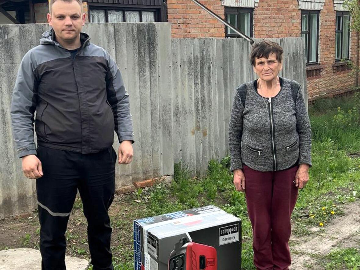 Bereits durch frühere Hilfs- und Spendenaktionen konnten die notleidenden Menschen in der Ukraine mit Stromaggregate für die Ukraine (Foto Kolping Ukraine)