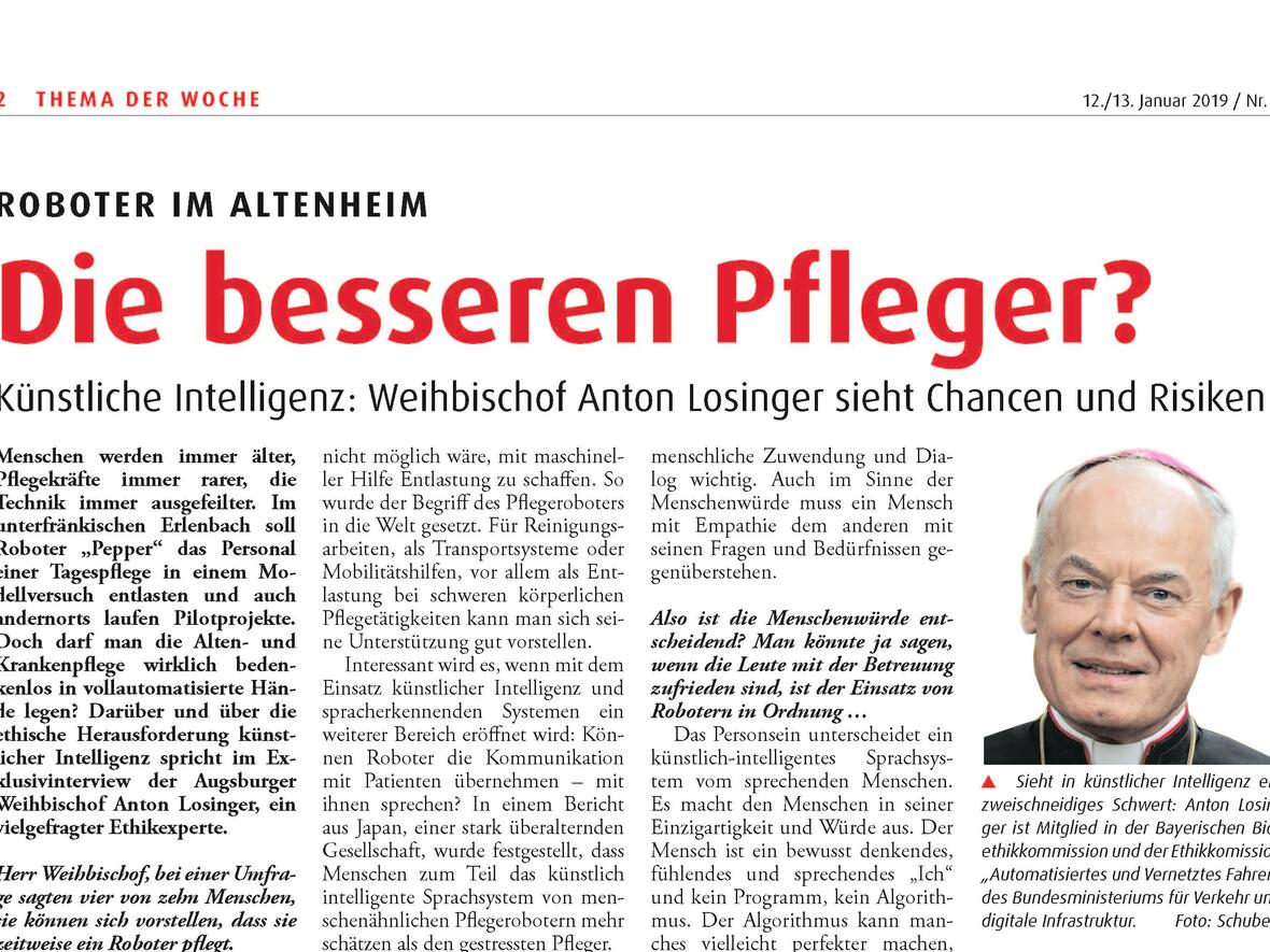 Kath. Sonntagszeitung_Interview Roboter in der Pflege