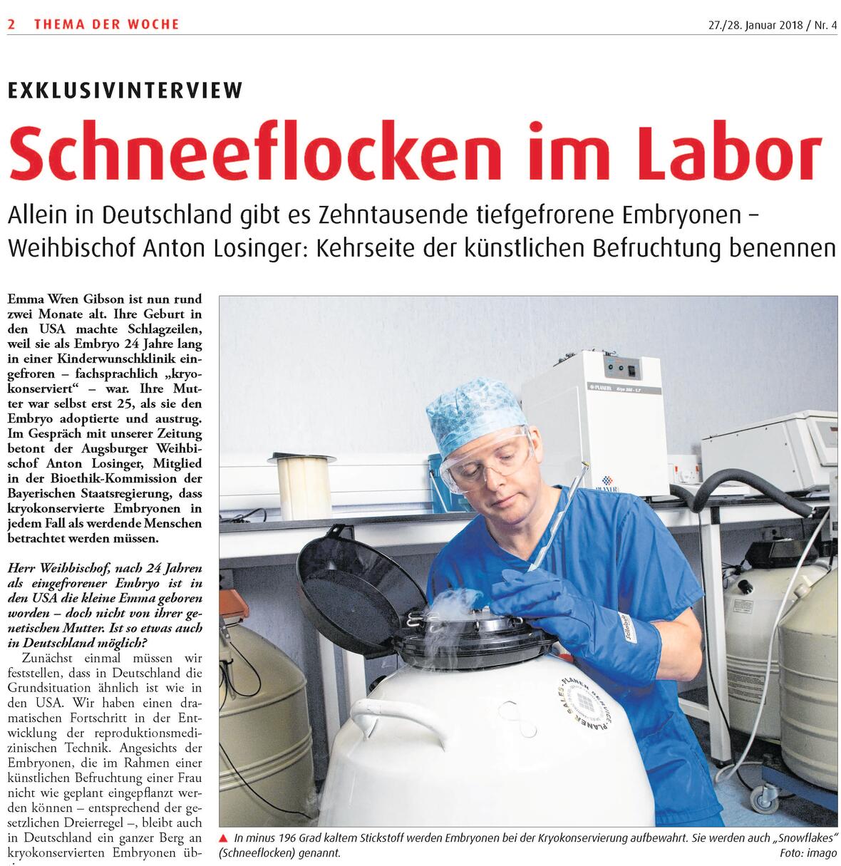 2018_Kath. Sonntagszeitung_Schneeflocken im Labor_Ausschnitt Seite 1