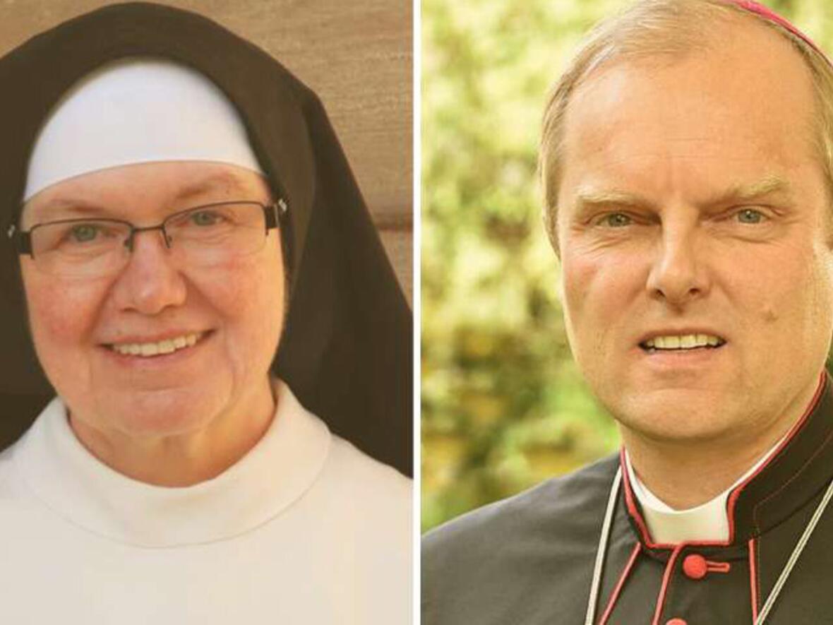 Schwester Dr. Theresia Mende OP und Weihbischof Florian Wörner (Fotos: Privat/Nicolas Schnall, pba)